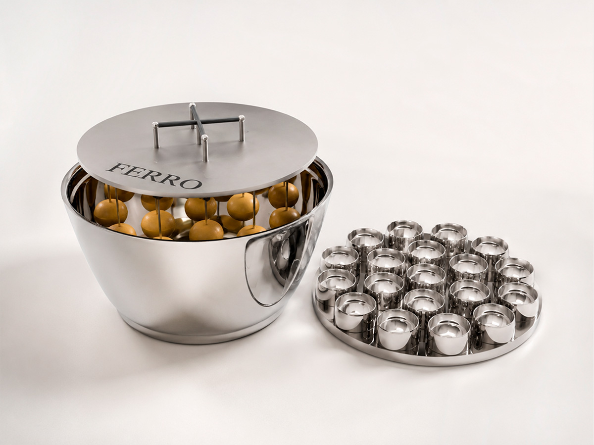 Buñuelera moderna profesional de acero Ferro, utensilio para restaurantes de alta cocina